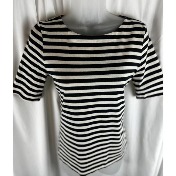 Ann Taylor LOFT Stripes Top, Black & Ivory, Sz: XS, 55-23 - Picture 1 of 16